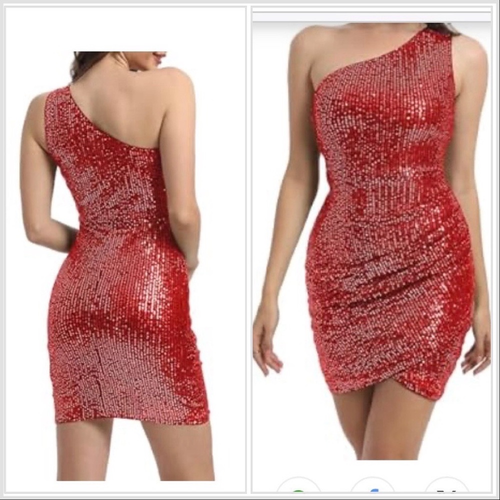 Grace Karin Red Sequin One-Shoulder Dress Bundle/save/ make offer